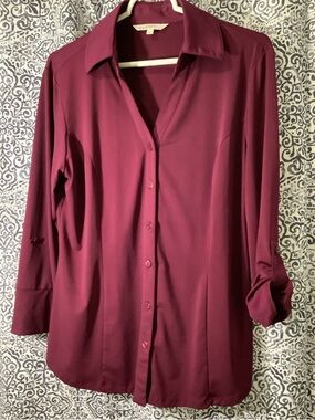 cleo Women's Burgundy Button-Down Shirt